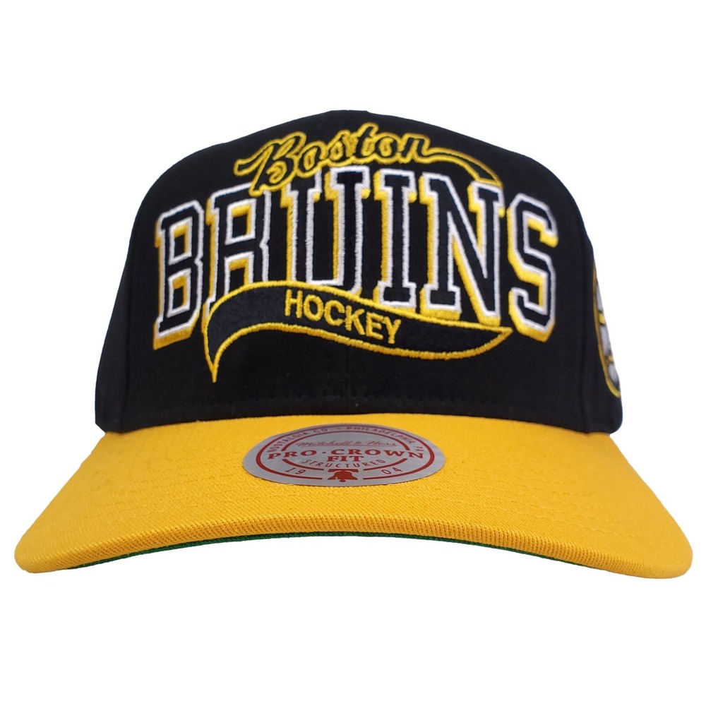 Boston Bruins Mitchell & Ness NHL Pro Fit Snapback Hat Cap Embroidery Logo NWT